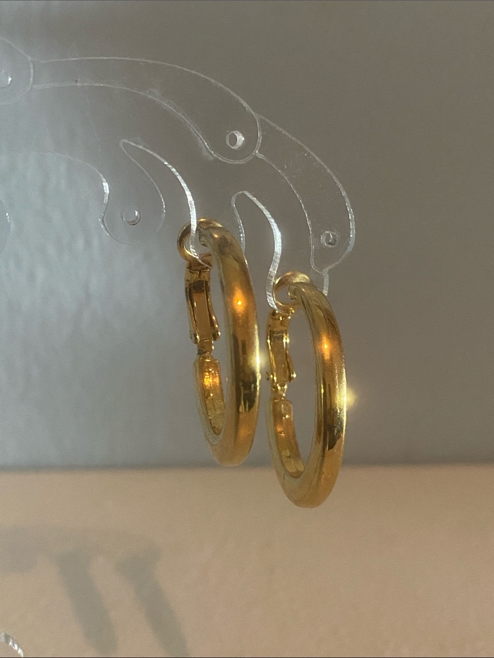 Classic Gold Hoop Earrings CLIP ONS Elegant Women Jewelry